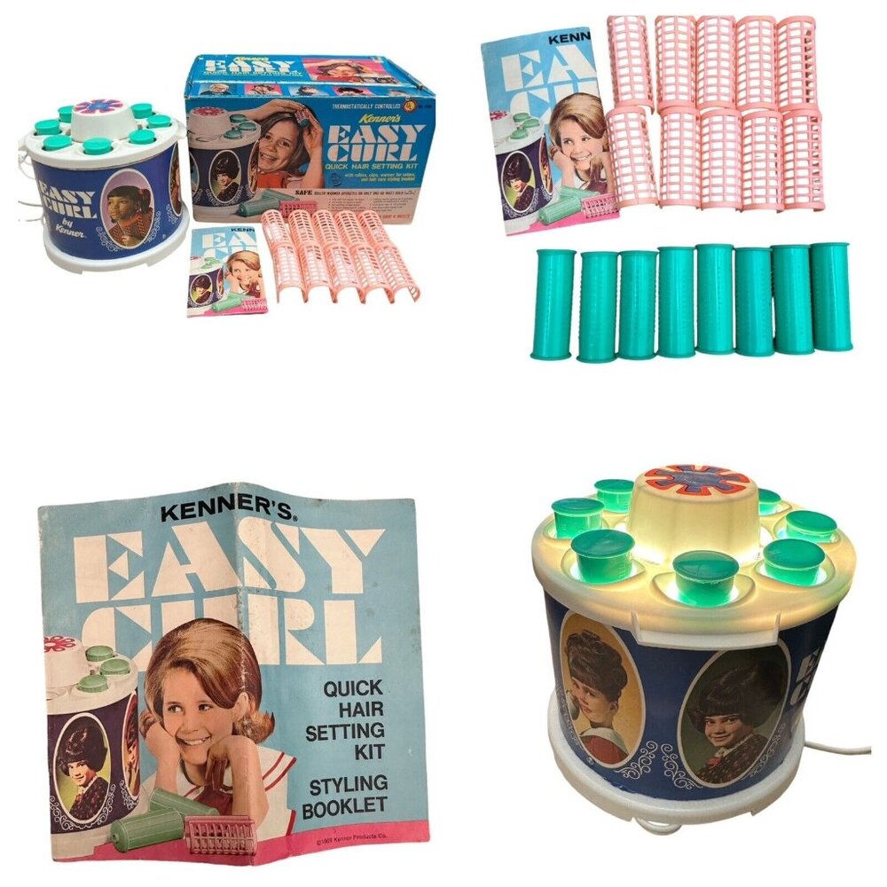 Vintage Kenner's New EASY CURL (1969) Quick Hair Setting Kit, Complete Tested